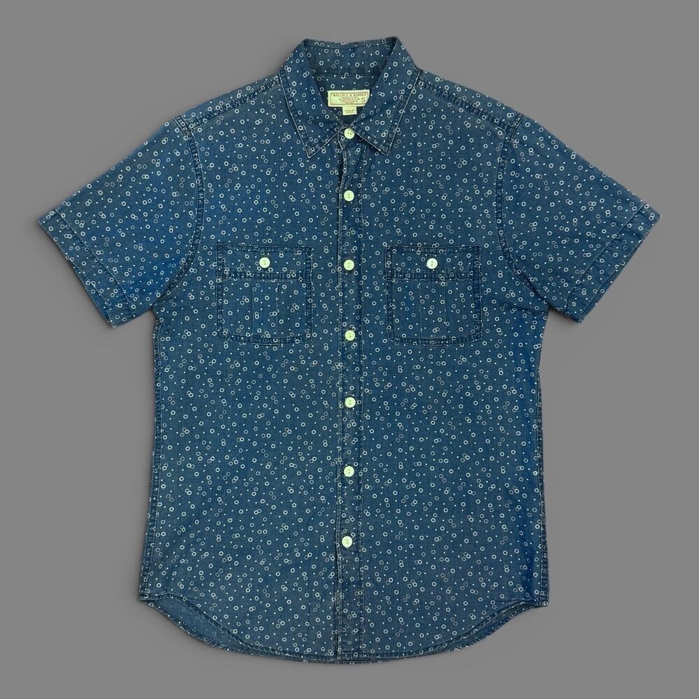 Wallace & Barnes S men’s blue short sleeve button up shirt Hawaii